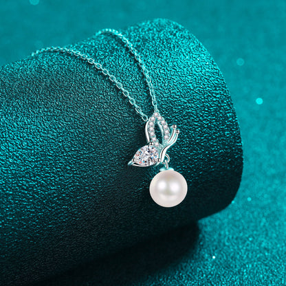 Pearl Pendant Moissanite 925 Sterling Silver Necklace