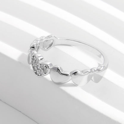 925 Sterling Silver Inlaid Zircon Heart Ring - AppealingDiamond.com