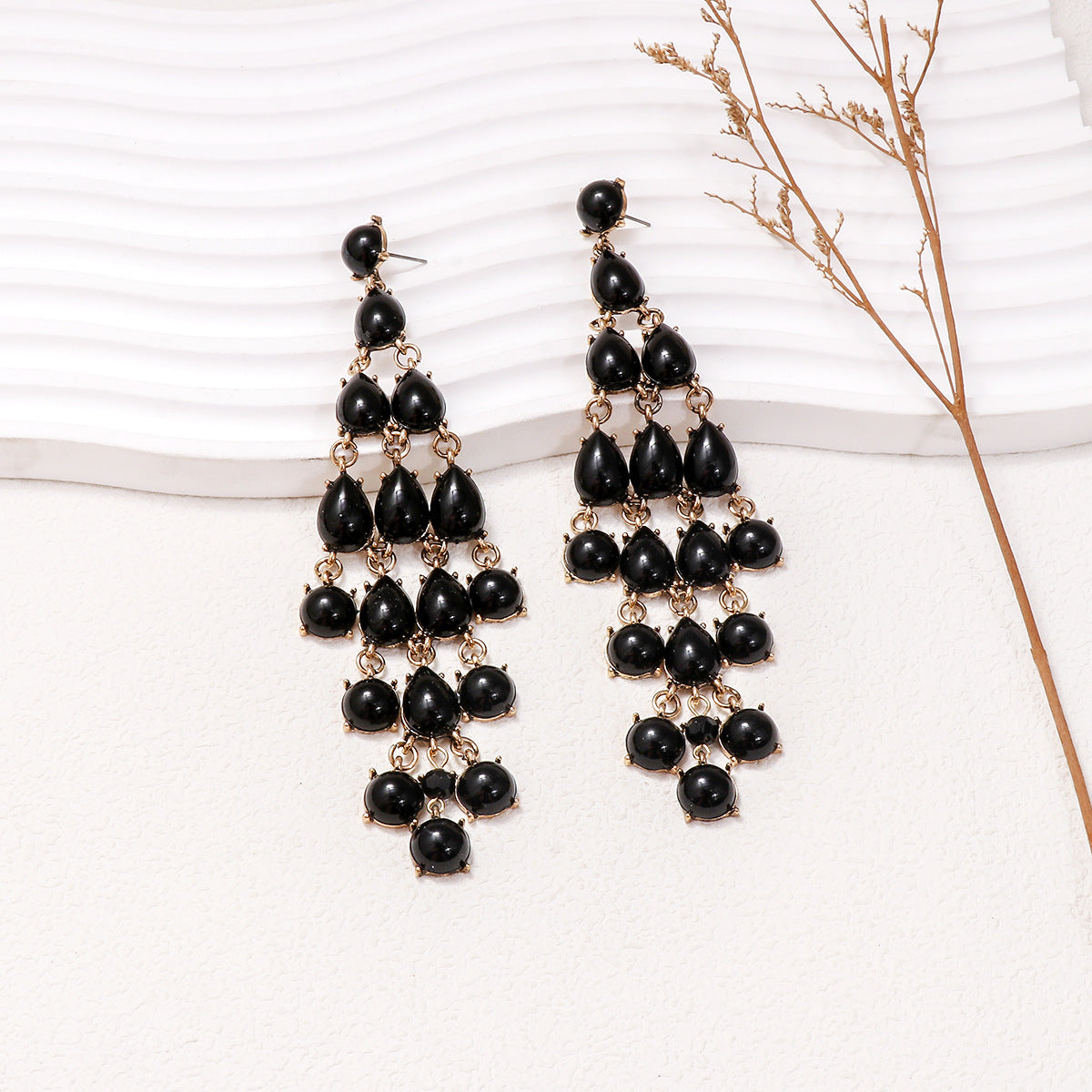 Alloy & Rhinestone Teardrop Earrings