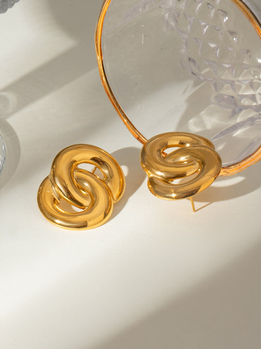 18K Gold-Plated Stainless Steel Knotted Earrings - AppealingDiamond.com