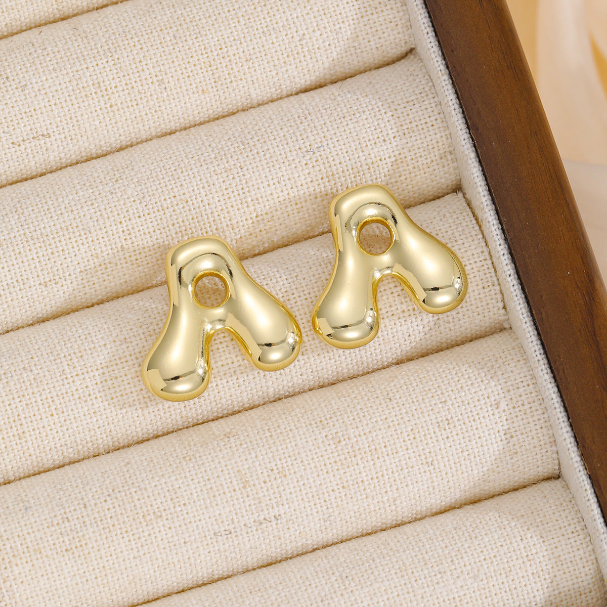 18K Gold-Plated Bubble Letter Stud Earrings - AppealingDiamond.com