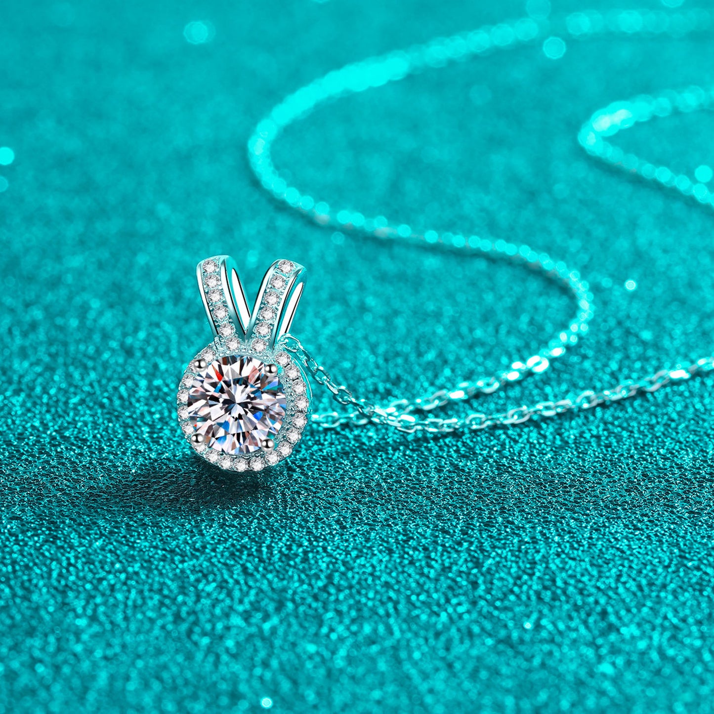 1 Carat Moissanite Rabbit Ears Shape Pendant Necklace