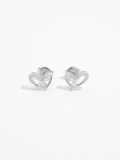 925 Sterling Silver Inlaid Zircon Heart Earrings