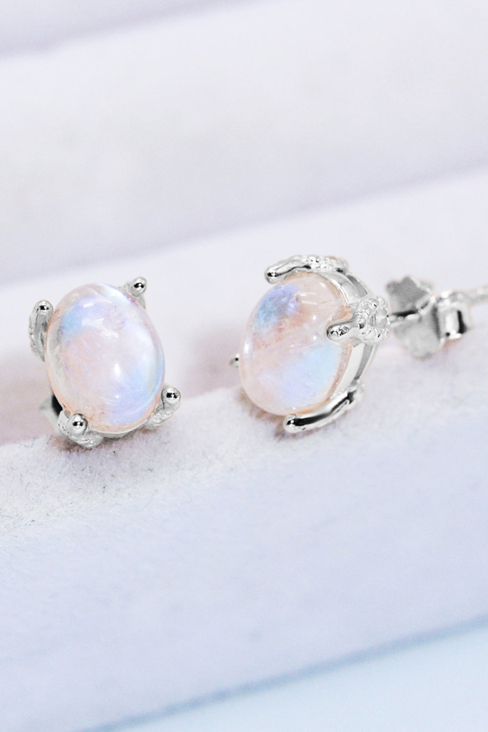 Natural Moonstone 4-Prong Stud Earrings