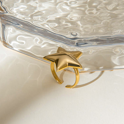 18K Gold-Plated Stainless Steel Star Ring