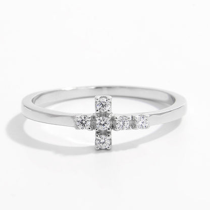 925 Sterling Silver Zircon Cross Ring - AppealingDiamond.com