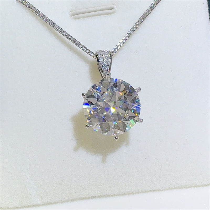 10 Carat Moissanite 925 Sterling Silver Pendant Necklace - AppealingDiamond.com