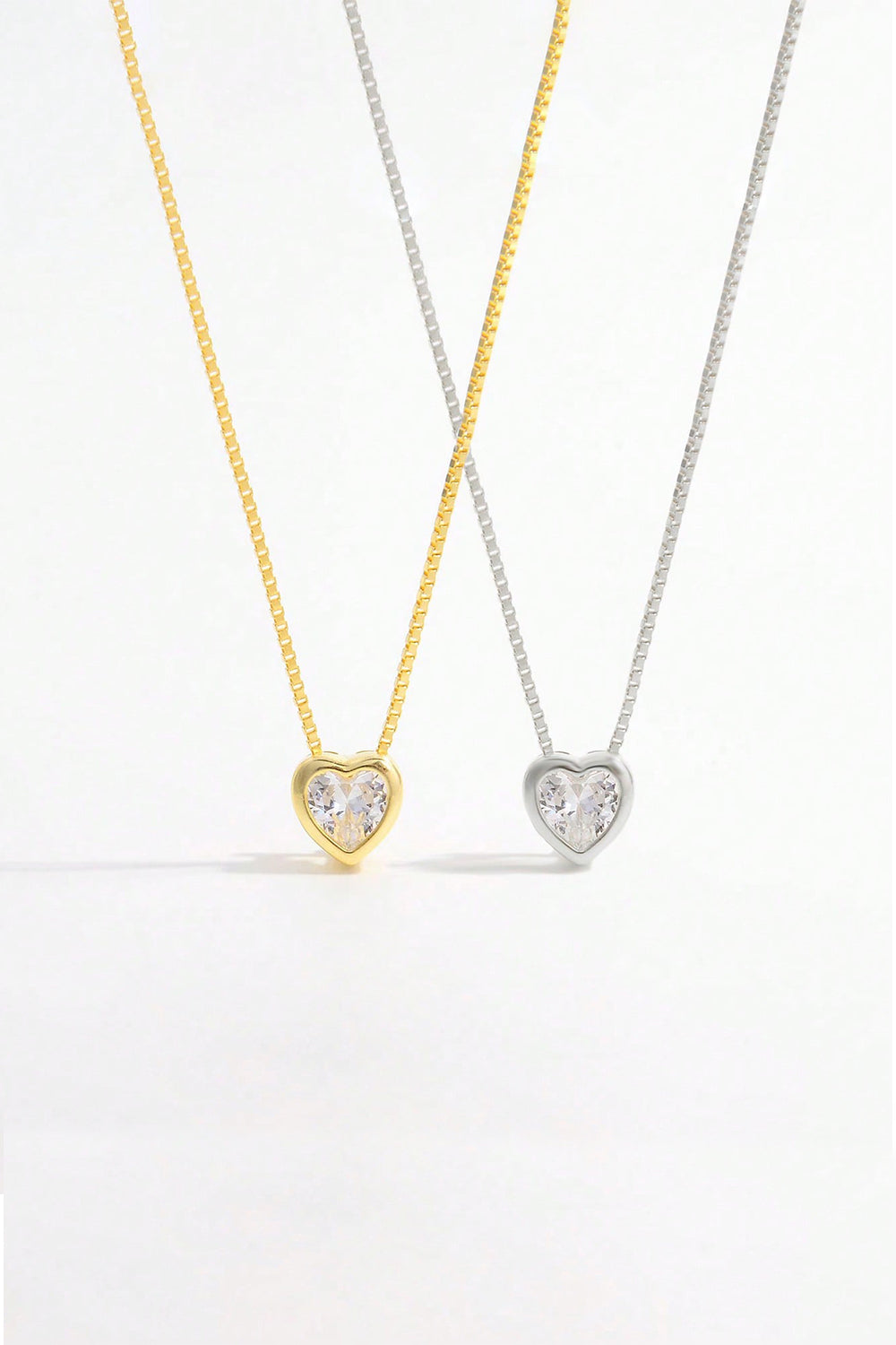 925 Sterling Silver Inlaid Zircon Heart Pendant Necklace - AppealingDiamond.com