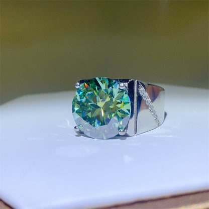 10 Carat Moissanite 925 Sterling Silver Signet Ring - AppealingDiamond.com