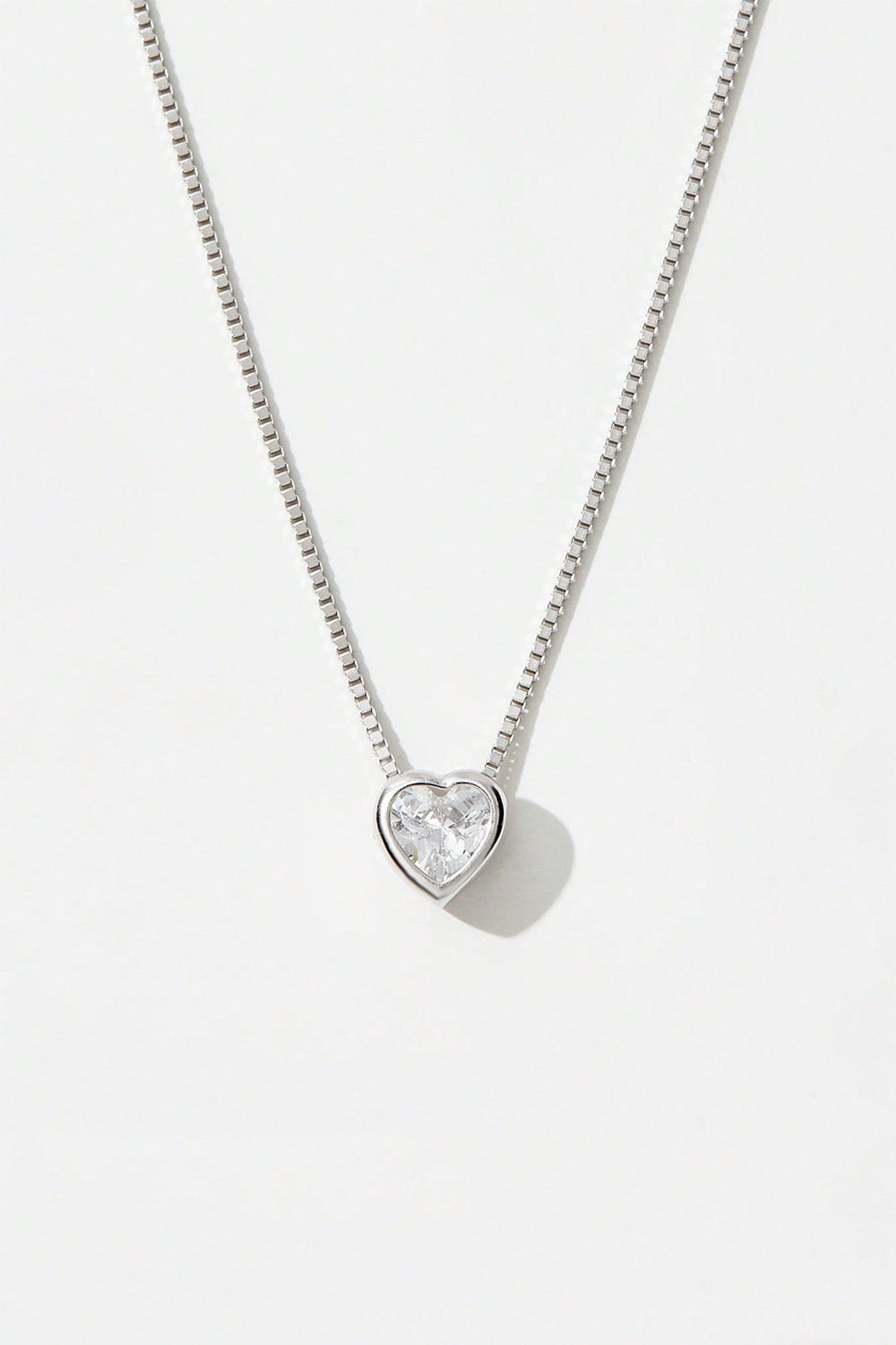 925 Sterling Silver Inlaid Zircon Heart Pendant Necklace - AppealingDiamond.com