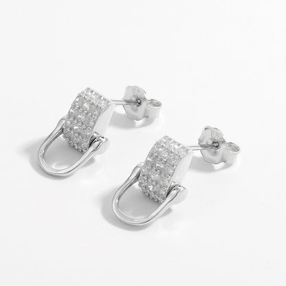 925 Sterling Silver Inlaid Zircon Earrings - AppealingDiamond.com