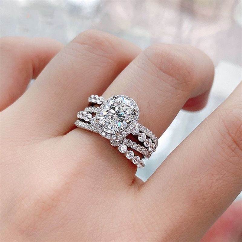 3 Carat Moissanite 925 Sterling Silver Layered Ring - AppealingDiamond.com