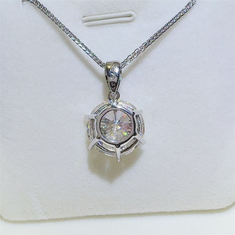 10 Carat Moissanite 925 Sterling Silver Pendant Necklace - AppealingDiamond.com