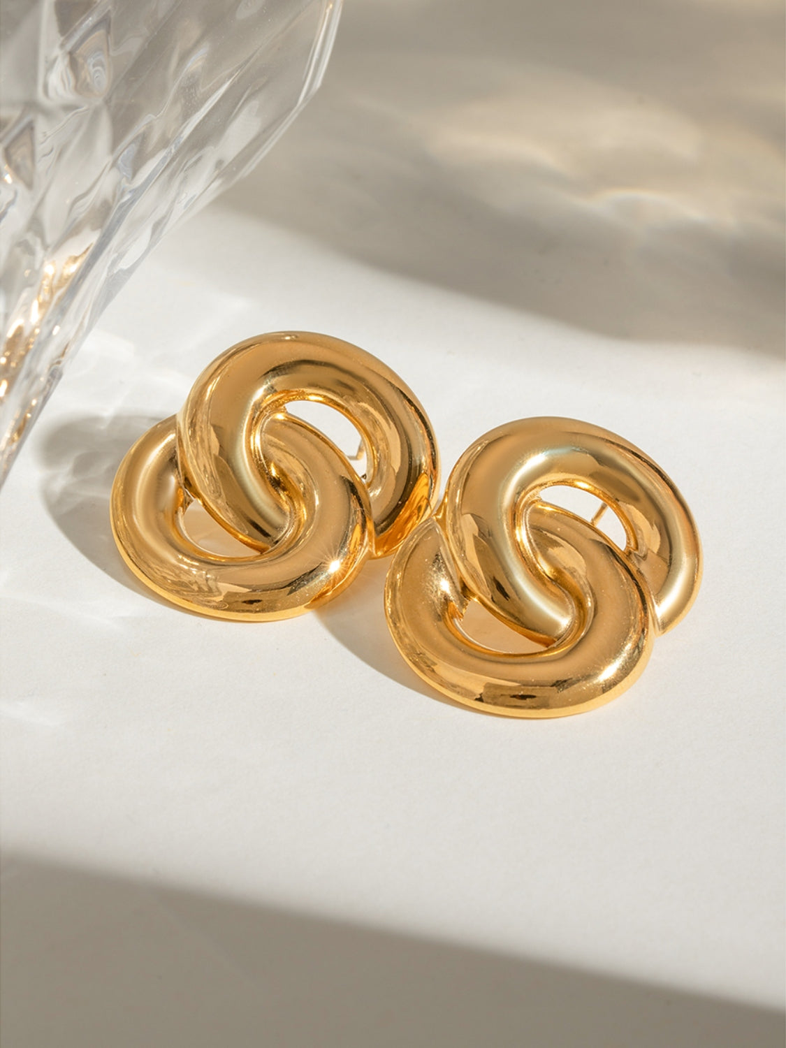 18K Gold-Plated Stainless Steel Knotted Earrings - AppealingDiamond.com