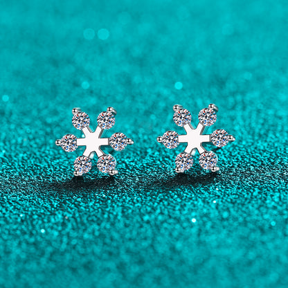 Moissanite 925 Sterling Silver Snowflake Shape Earrings - AppealingDiamond.com