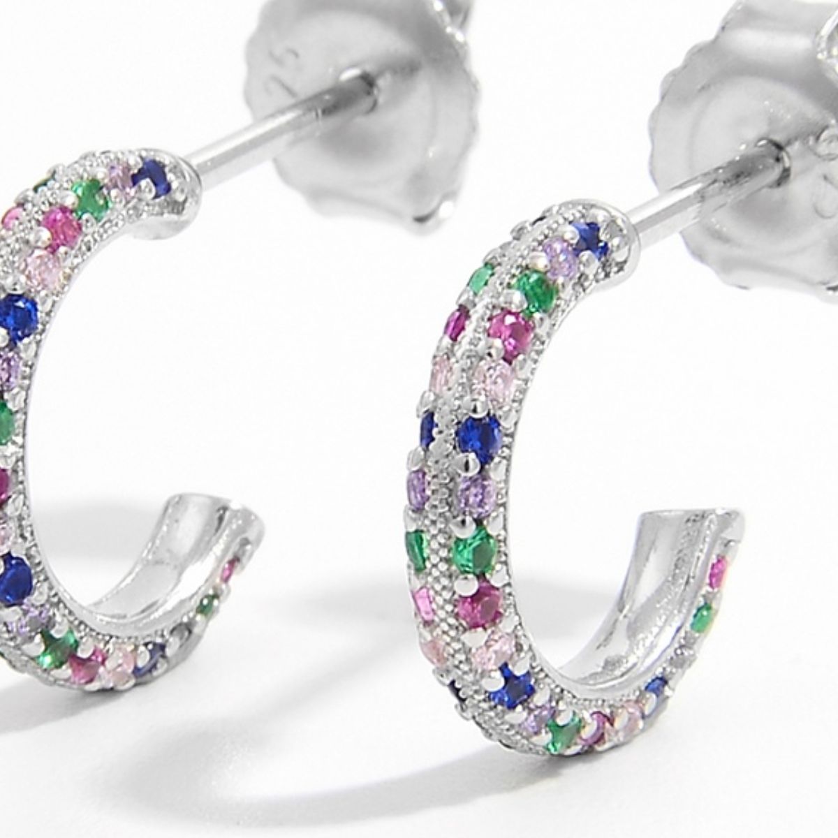 925 Sterling Silver Contrast Zircon Earrings - AppealingDiamond.com