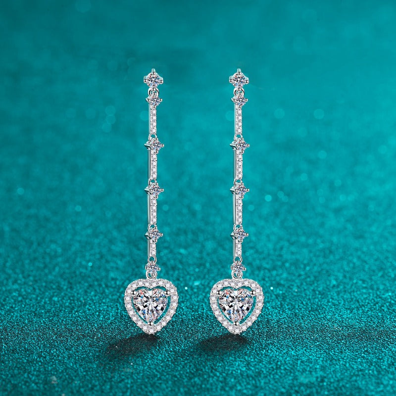 2 Carat Moissanite Zircon 925 Sterling Silver Heart Earrings - AppealingDiamond.com