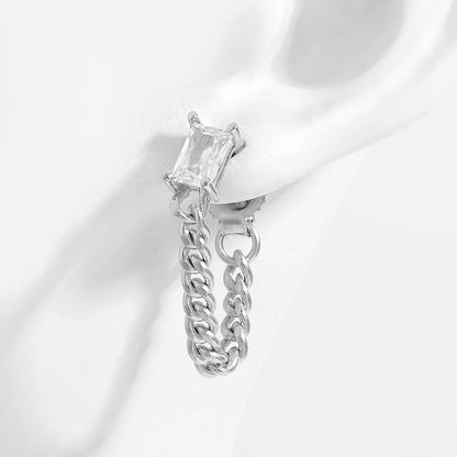 925 Sterling Silver Zircon Chain Earrings - AppealingDiamond.com