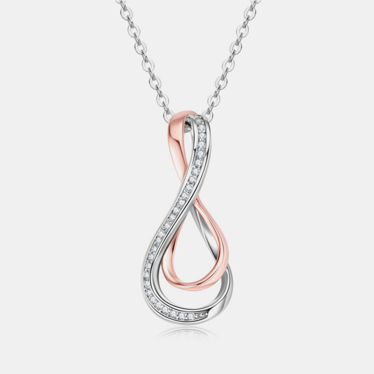 925 Sterling Silver Inlaid Moissanite Infinity Pendant Necklace - AppealingDiamond.com