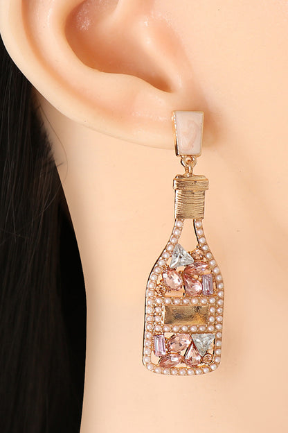 Wine Shape Zinc Alloy Acrylic Dangle Earrings