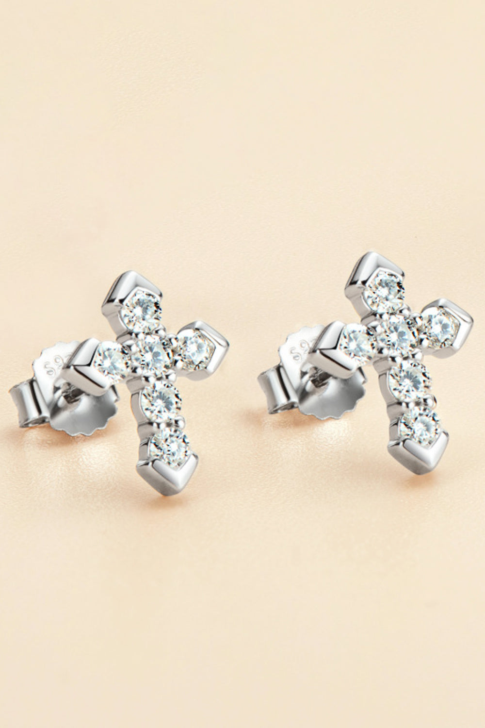 Moissanite Cross Stud Earrings - AppealingDiamond.com