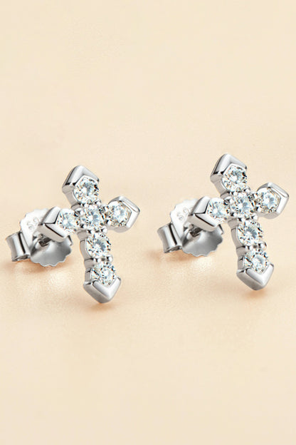 Moissanite Cross Stud Earrings - AppealingDiamond.com