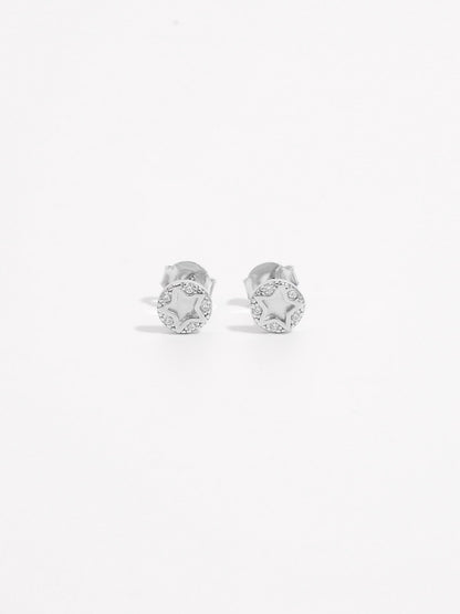 925 Sterling Silver Zircon Star Stud Earrings - AppealingDiamond.com