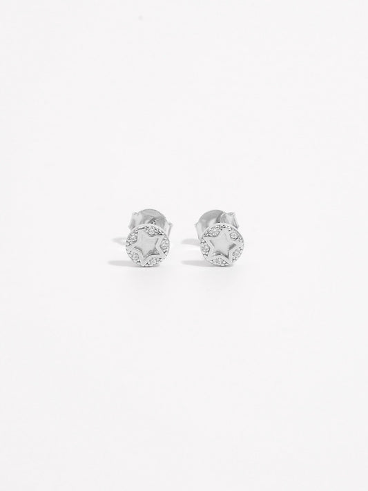 925 Sterling Silver Zircon Star Stud Earrings - AppealingDiamond.com