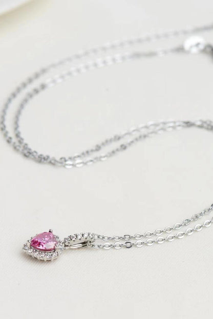 1 Carat Moissanite Heart Pendant Necklace