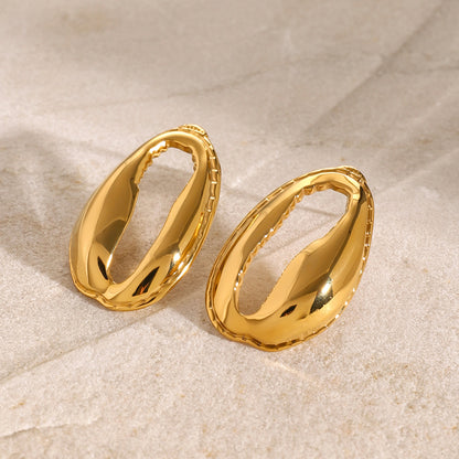 18K Gold-Plated Tooth Shell Earrings - AppealingDiamond.com