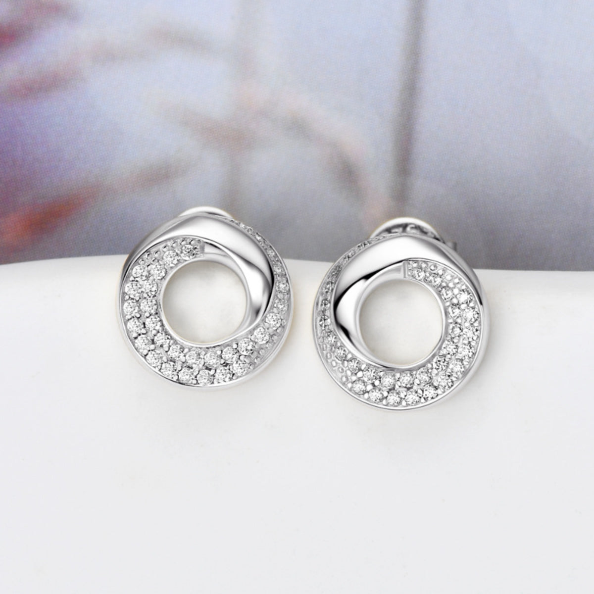 925 Sterling Silver Inlaid Moissanite Stud Earrings - AppealingDiamond.com