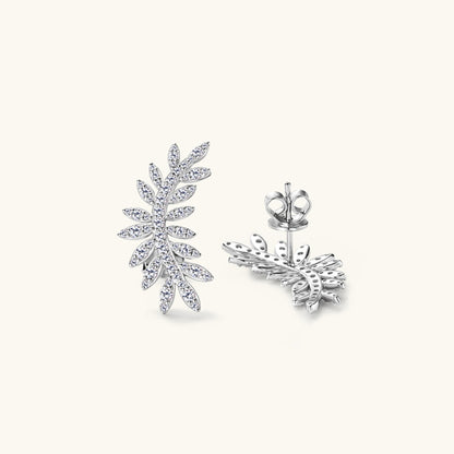 Moissanite 925 Sterling Silver Leaf Shape Stud Earrings - AppealingDiamond.com