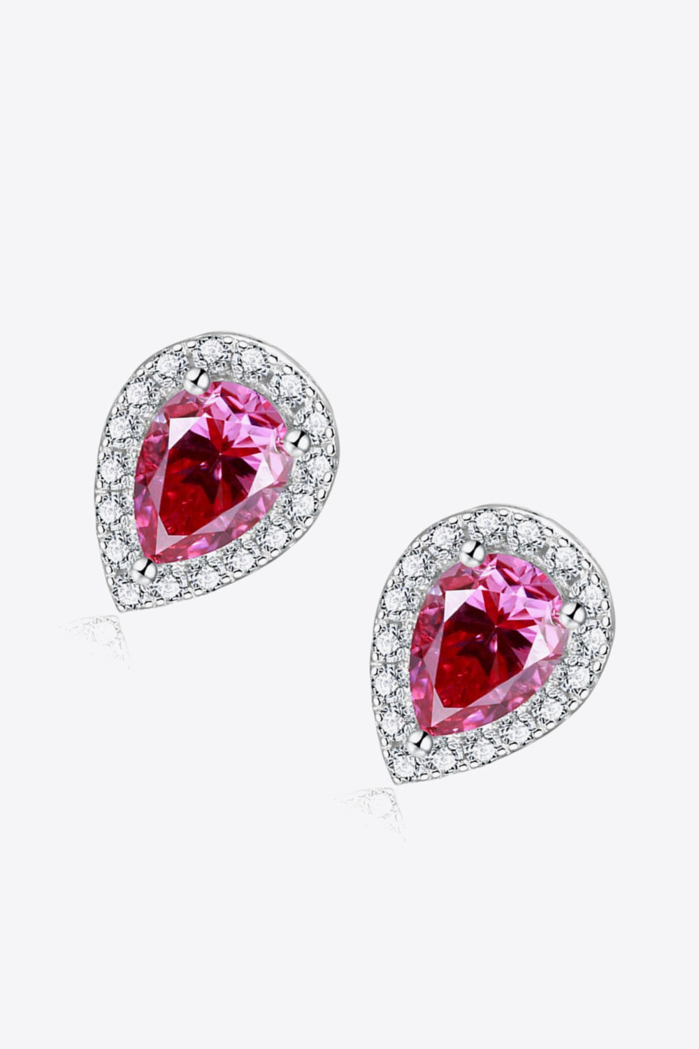 2 Carat Moissanite Teardrop Stud Earrings in Rose