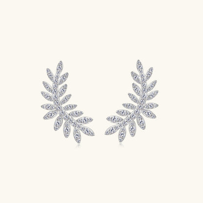 Moissanite 925 Sterling Silver Leaf Shape Stud Earrings - AppealingDiamond.com