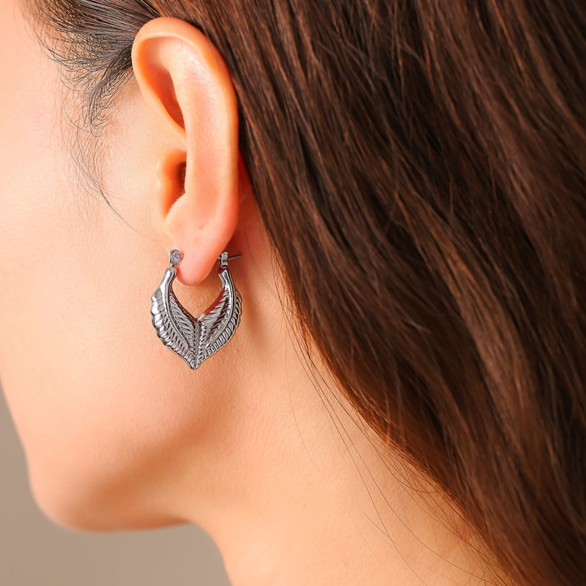 Titanium Steel Leaf Shape Earrings - AppealingDiamond.com