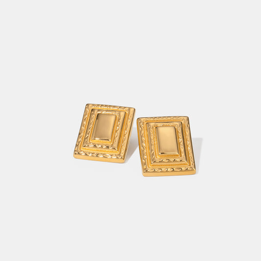 18K Gold-Plated Stainless Steel Square Shape Earrings - AppealingDiamond.com