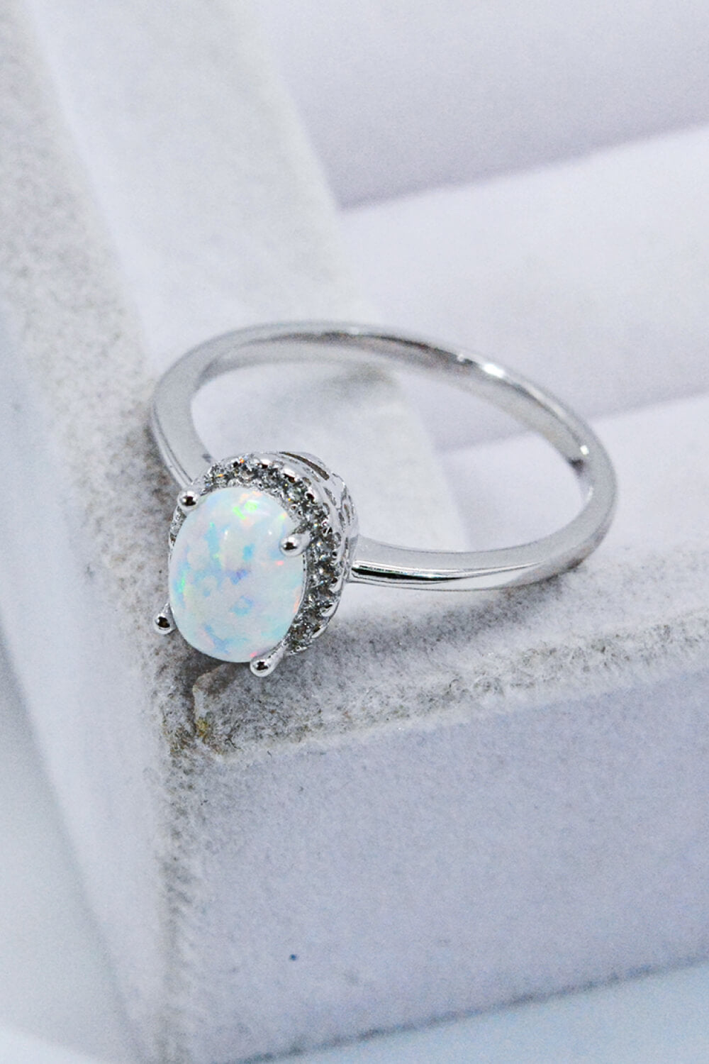 925 Sterling Silver 4-Prong Opal Ring