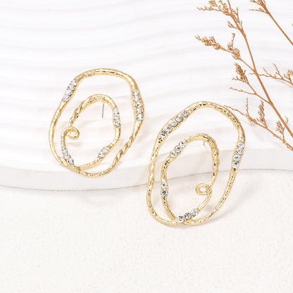 Alloy & Rhinestone Geometric Earrings