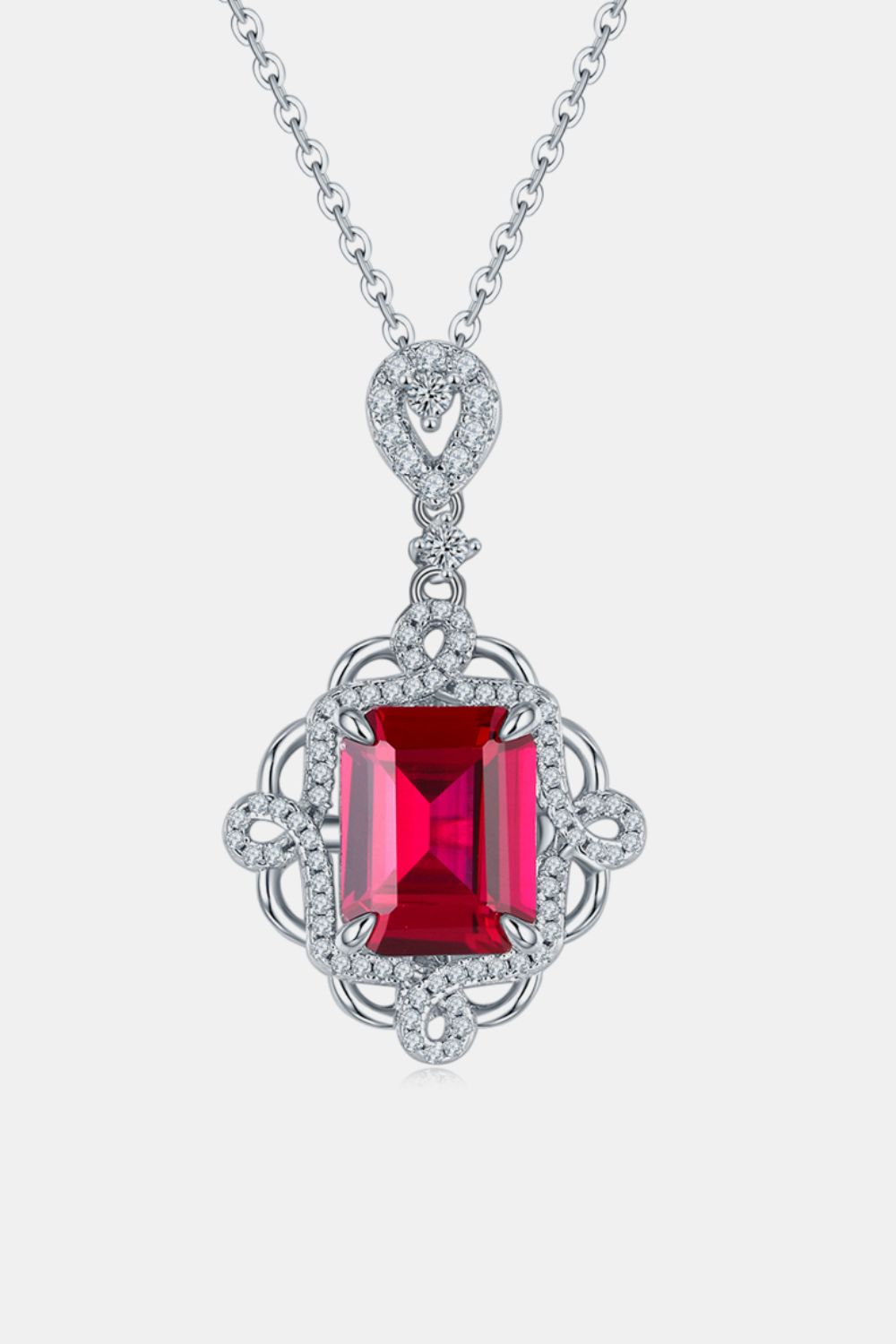 925 Sterling Silver Ruby Pendant Necklace - AppealingDiamond.com