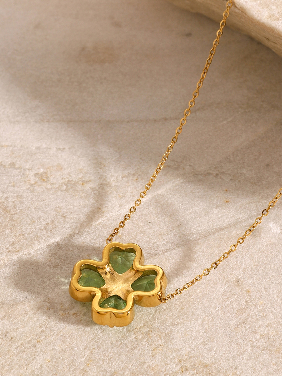 Stainless Steel Zircon Lucky Clover Pendant Necklace - AppealingDiamond.com