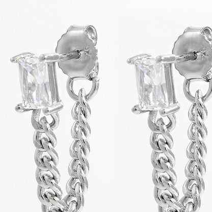 925 Sterling Silver Zircon Chain Earrings - AppealingDiamond.com