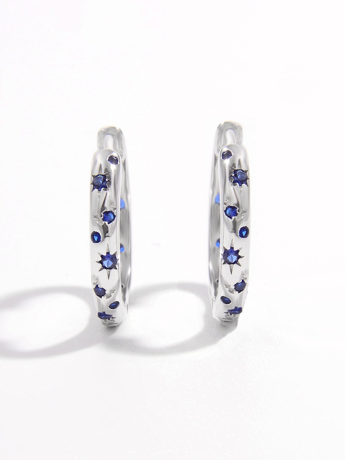 925 Sterling Silver Inlaid Zircon Huggie Earrings - AppealingDiamond.com