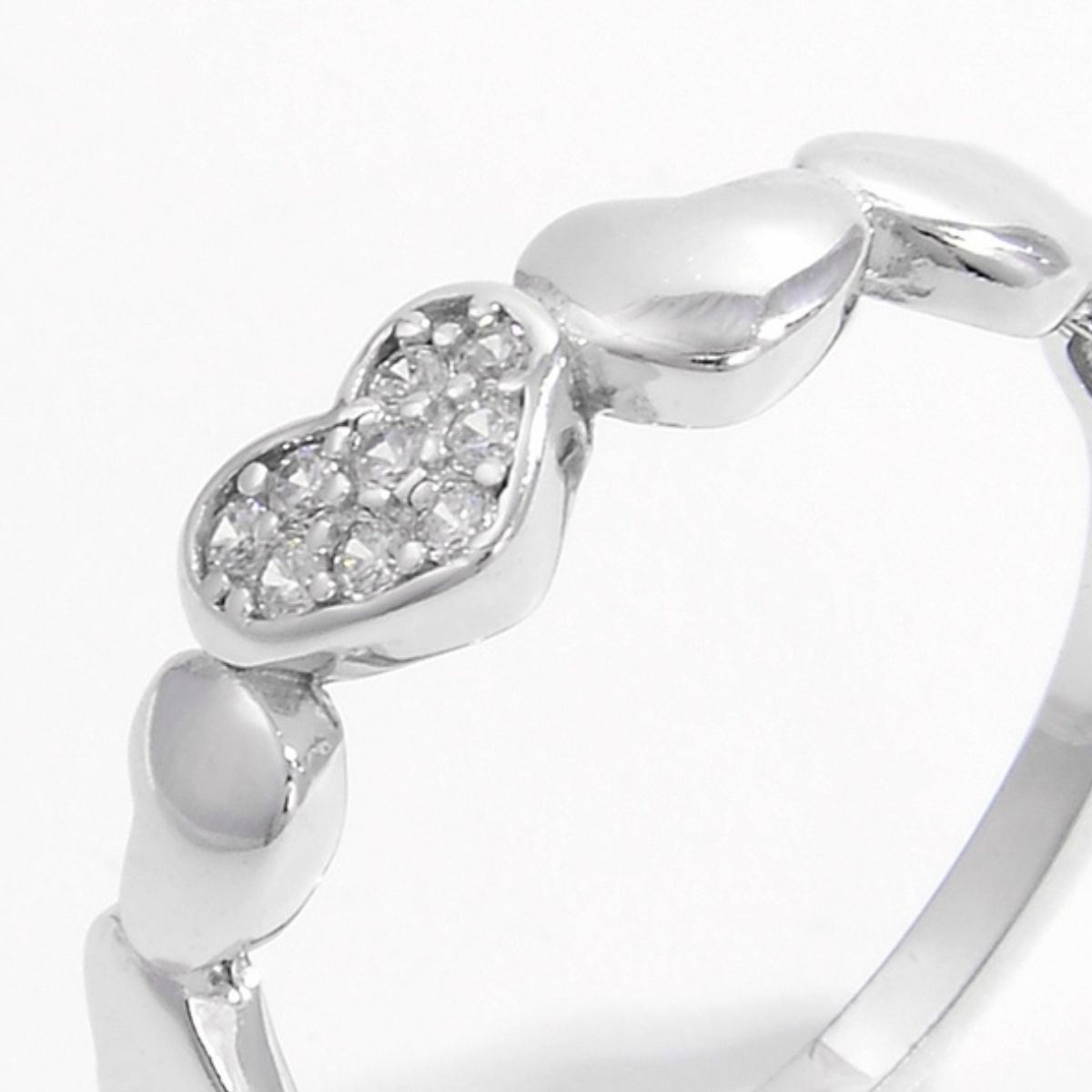 925 Sterling Silver Inlaid Zircon Heart Ring - AppealingDiamond.com