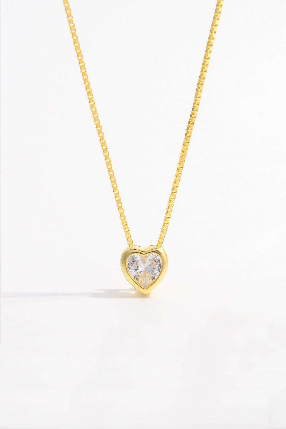 925 Sterling Silver Inlaid Zircon Heart Pendant Necklace - AppealingDiamond.com