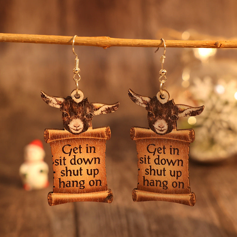 Donkey Letter Wooden Dangle Earrings - AppealingDiamond.com