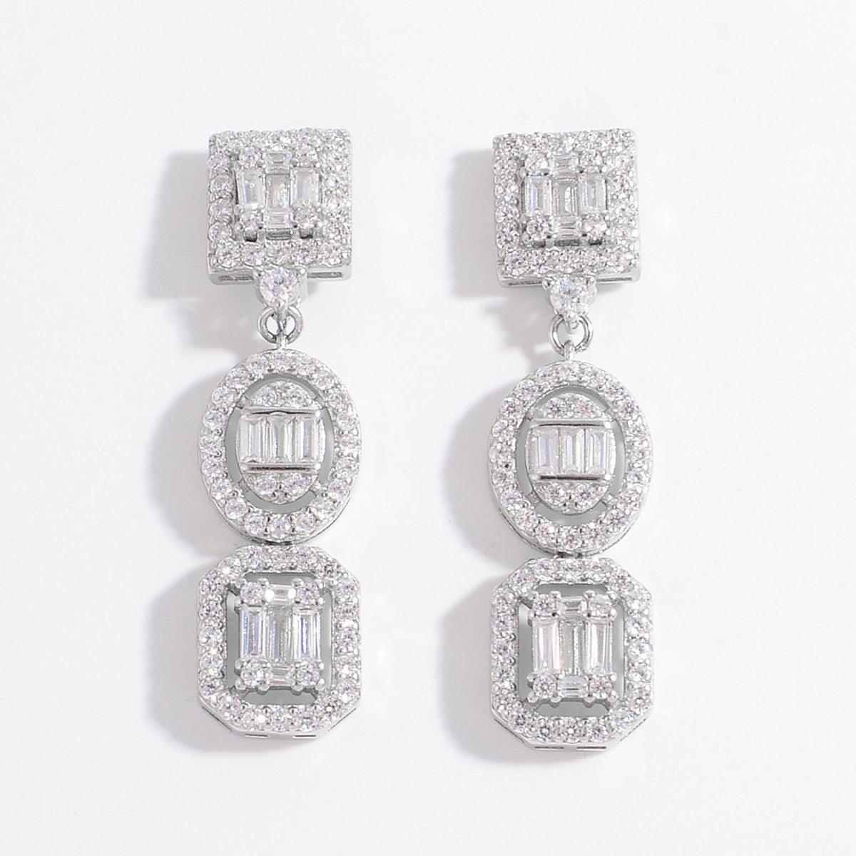 925 Sterling Silver Inlaid Zircon Earrings - AppealingDiamond.com