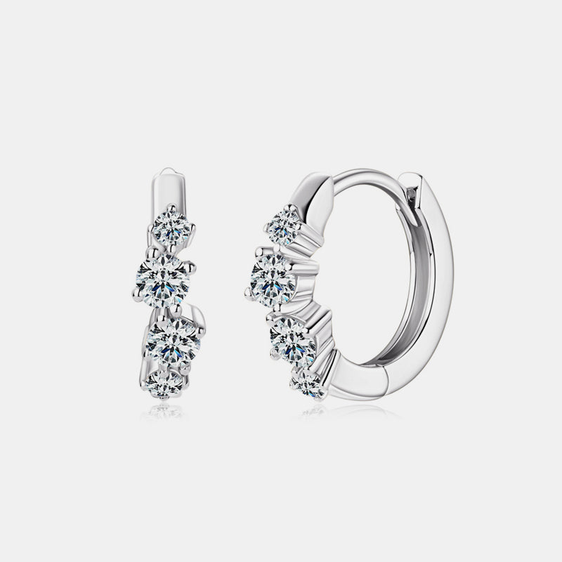 925 Sterling Silver Moissanite Huggie Earrings - AppealingDiamond.com