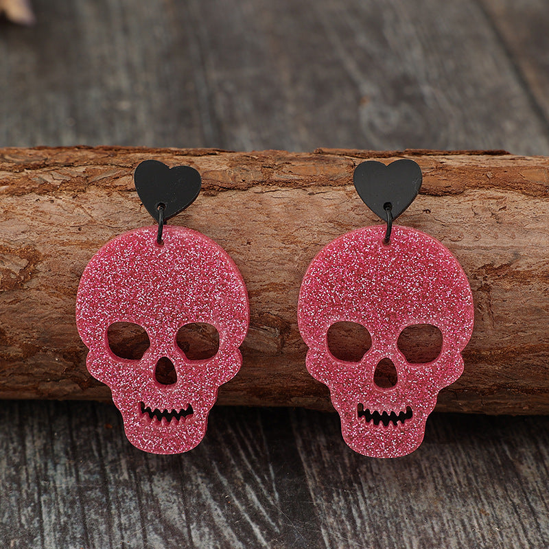 Acrylic Skeleton & Heart Earrings - AppealingDiamond.com