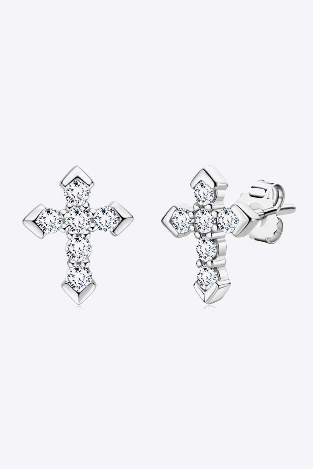 Moissanite Cross Stud Earrings - AppealingDiamond.com