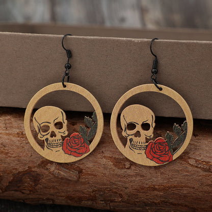 Wooden Cutout Skeleton Earrings - AppealingDiamond.com